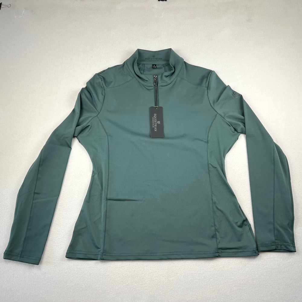 Equestrian Stockholm Vision Top Sycamore Green Quarter Zip Base Layer Large NEW